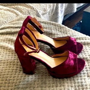 SOLD! Crushed Velvet Chunky Heels NEW